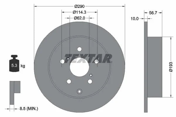 Textar Rear Brake Disc Pro Solid 92164803 290mm - image 3