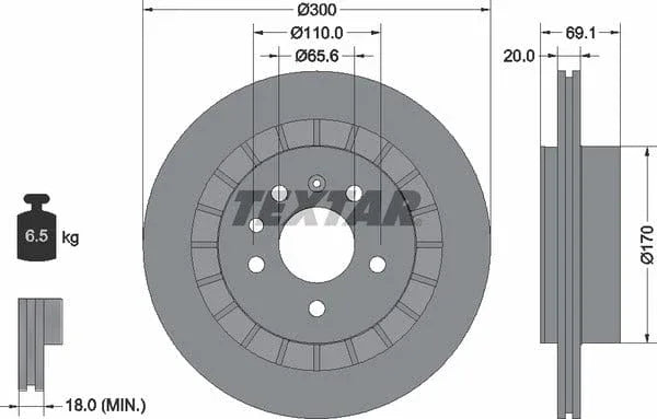 Textar Rear Brake Disc Vented 92164900 300mm - image 4