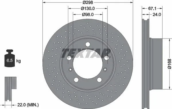 Textar Front Coated High-Carbon Brake Disc Pro+ Vented 92165205 298mm - image 4