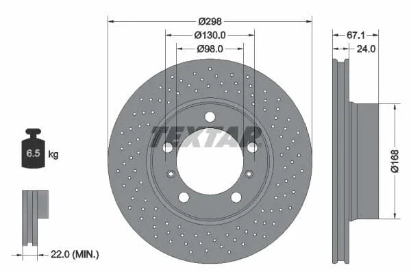 Textar Front Coated High-Carbon Brake Disc Pro+ Vented 92165205 298mm - image 3