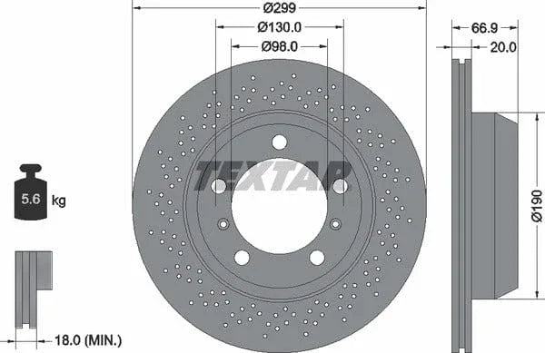 Textar Rear Brake Disc Pro Perforated Vented 92165303 299mm - image 4