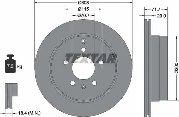 Textar Rear Brake Disc Pro Vented 92165503 303mm - image 4