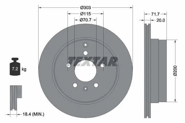 Textar Rear Brake Disc Pro Vented 92165503 303mm - image 3