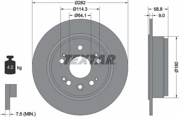 Textar Rear Brake Disc Pro Solid 92165703 282mm - image 4