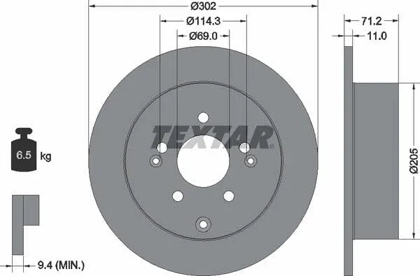 Textar Rear Brake Disc Pro Solid 92166103 302mm - image 4