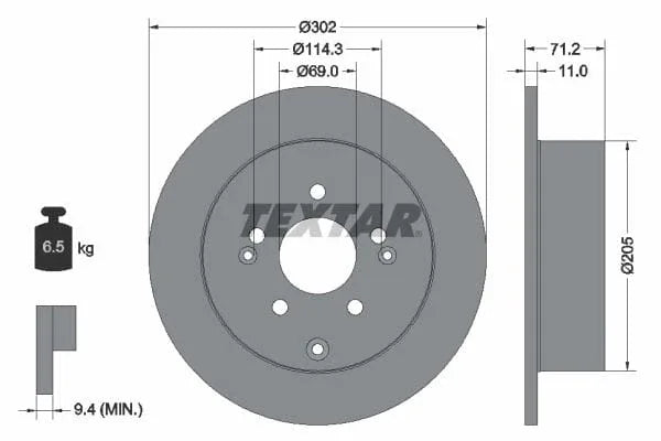 Textar Rear Brake Disc Pro Solid 92166103 302mm - image 3