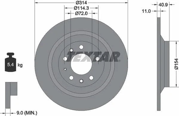 Textar Rear Brake Disc Solid 92166400 314mm - image 4