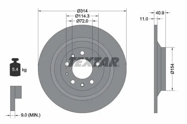 Textar Rear Brake Disc Solid 92166400 314mm - image 3