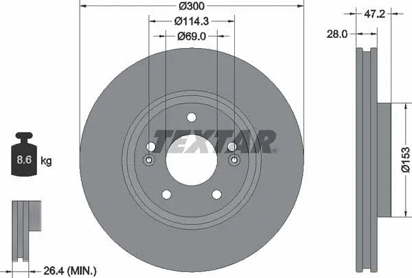 Textar Front Coated Brake Disc Pro Vented 92166503 300mm - image 4