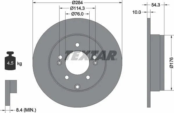 Textar Rear Brake Disc Solid 92166600 284mm - image 4