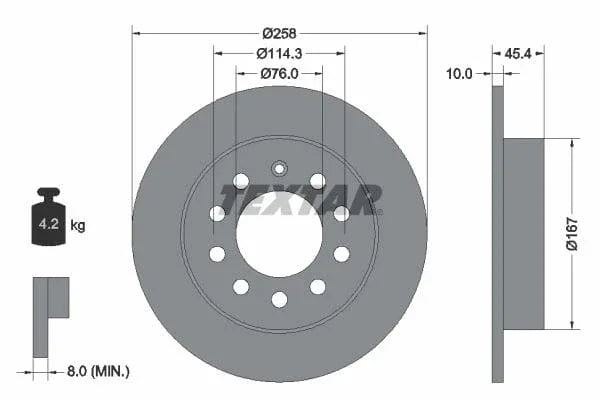 Textar Rear Brake Disc Solid 92166700 258mm - image 3