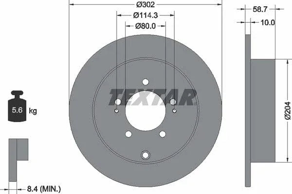 Textar Rear Brake Disc Pro Solid 92167003 302mm - image 4