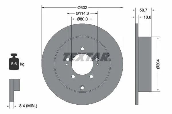 Textar Rear Brake Disc Pro Solid 92167003 302mm - image 3