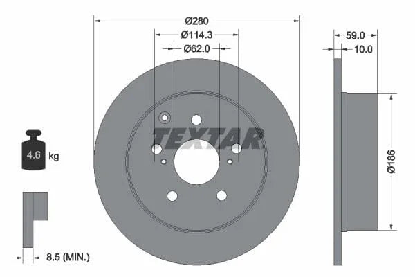 Textar Rear Brake Disc Pro Solid 92168103 280mm - image 3