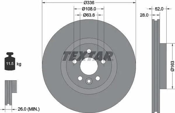 Textar Front Coated Brake Disc Pro Vented 92168203 336mm - image 4