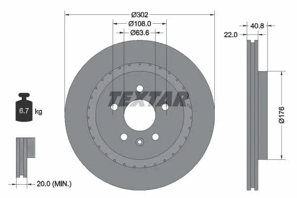 Textar Rear Brake Disc Pro+ Vented 92168305 302mm - image 3