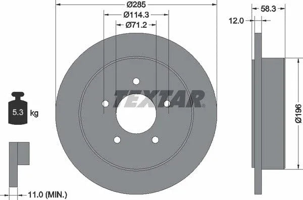 Textar Rear Brake Disc Solid 92169100 285mm - image 4