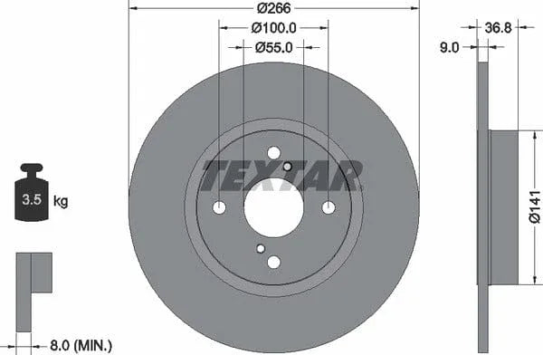 Textar Rear Brake Disc Pro Solid 92169203 266mm - image 4