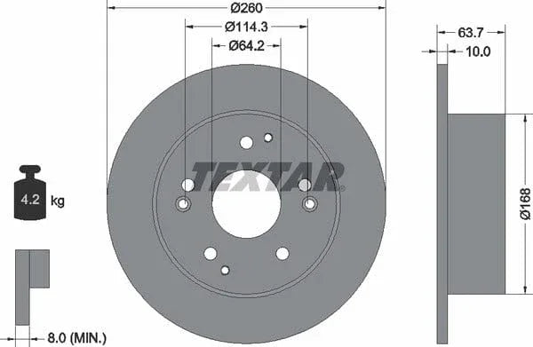 Textar Rear Brake Disc Pro Solid 92169703 260mm - image 4