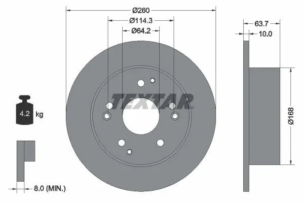 Textar Rear Brake Disc Pro Solid 92169703 260mm - image 3