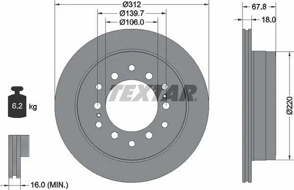 Textar Rear Brake Disc Pro Vented 92170103 312mm - image 4