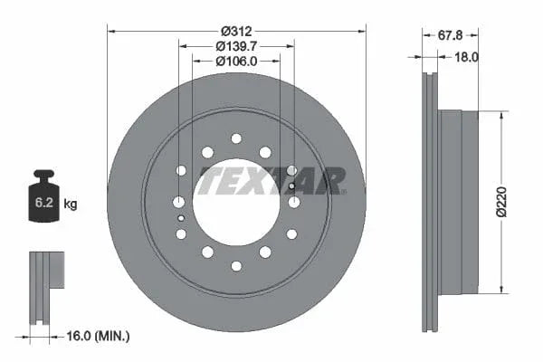 Textar Rear Brake Disc Pro Vented 92170103 312mm - image 3