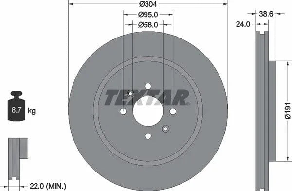 Textar Front Coated Brake Disc Pro Vented 92170203 304mm - image 4