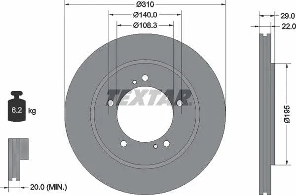 Textar Front Coated Brake Disc Pro Vented 92170503 310mm - image 4