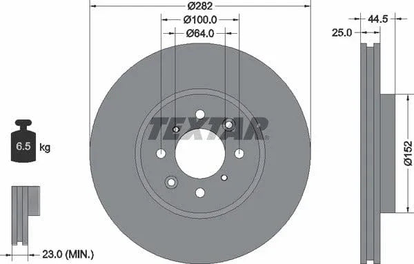 Textar Front Coated Brake Disc Pro Vented 92170703 282mm - image 4