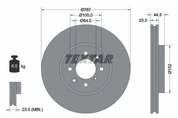 Textar Front Coated Brake Disc Pro Vented 92170703 282mm - image 3