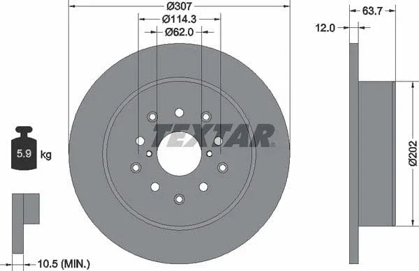 Textar Rear Brake Disc Pro Solid 92170803 307mm - image 4