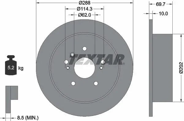 Textar Rear Brake Disc Pro Solid 92171603 288mm - image 4