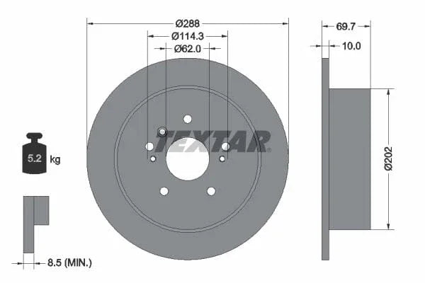 Textar Rear Brake Disc Pro Solid 92171603 288mm - image 3