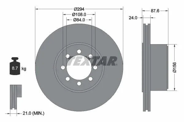Textar Rear Brake Disc Vented 92171700 294mm - image 3