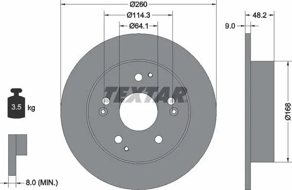 Textar Rear Brake Disc Pro Solid 92172103 260mm - image 4