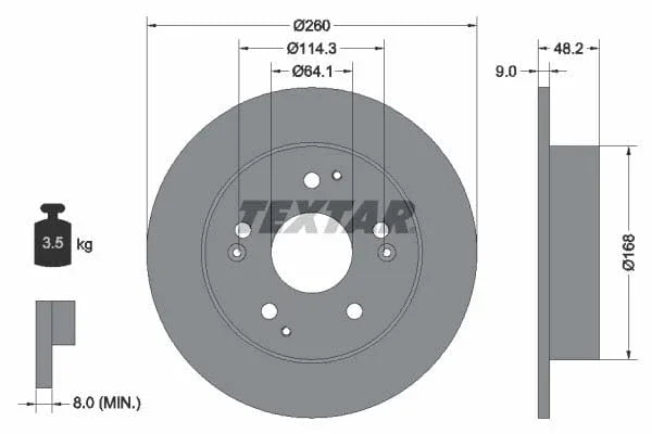Textar Rear Brake Disc Pro Solid 92172103 260mm - image 3