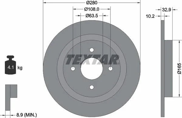 Textar Rear Brake Disc Pro Solid 92172403 280mm - image 4