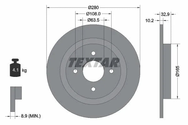 Textar Rear Brake Disc Pro Solid 92172403 280mm - image 3