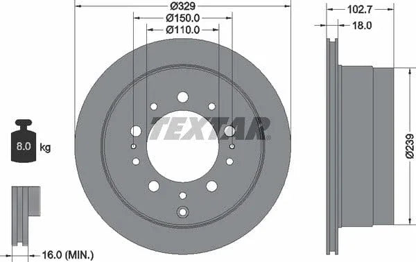 Textar Rear Brake Disc Pro Vented 92172803 329mm - image 4