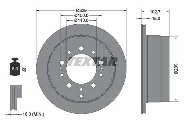 Textar Rear Brake Disc Pro Vented 92172803 329mm - image 3