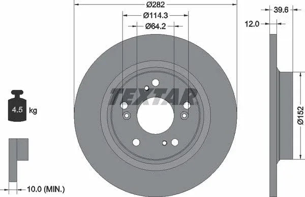 Textar Rear Brake Disc Pro Solid 92173403 282mm - image 4