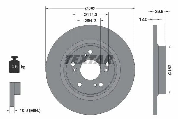 Textar Rear Brake Disc Pro Solid 92173403 282mm - image 3