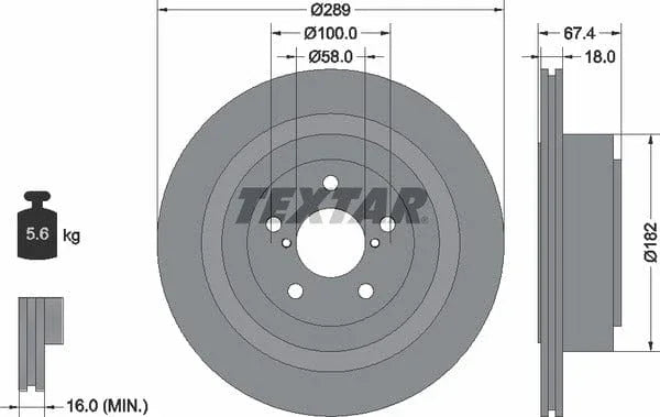 Textar Rear Brake Disc Pro Vented 92173603 289mm - image 4