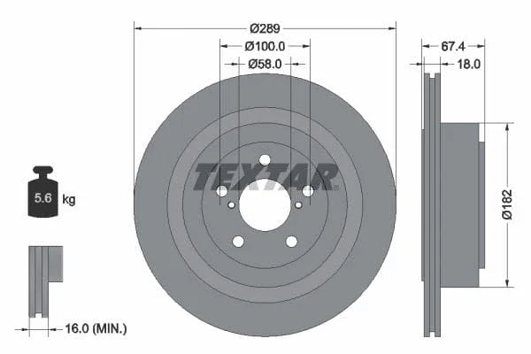 Textar Rear Brake Disc Pro Vented 92173603 289mm - image 3