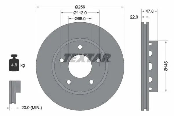 Textar Rear Brake Disc Pro+ Vented 92174205 256mm - image 3