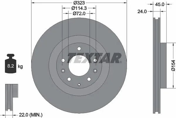 Textar Front Coated Brake Disc Pro Vented 92174403 323mm - image 4