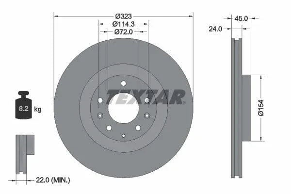 Textar Front Coated Brake Disc Pro Vented 92174403 323mm - image 3