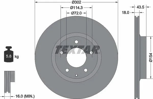 Textar Rear Brake Disc Pro Vented 92174503 302mm - image 4