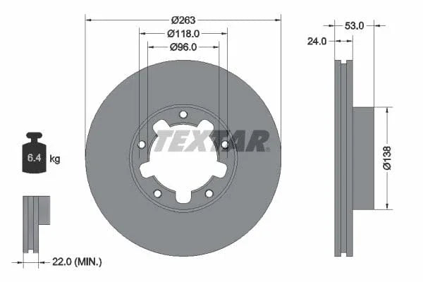 Textar Front Coated Brake Disc Pro Vented 92174603 263mm - image 3