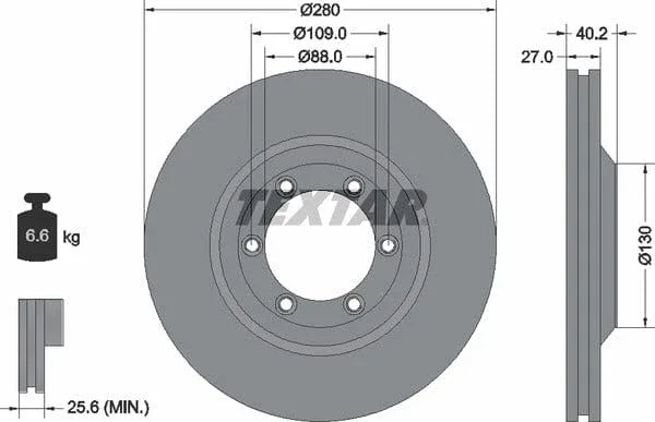 Textar Front Coated Brake Disc Pro Vented 92174803 280mm - image 4